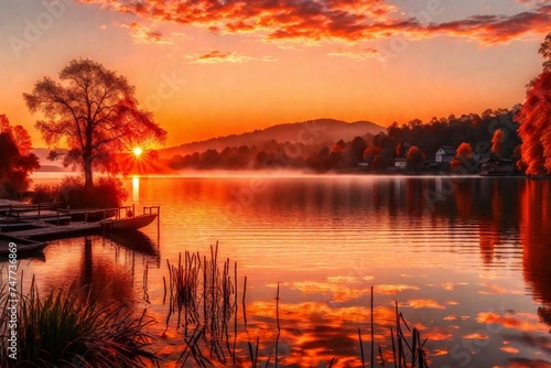 sunset over the river