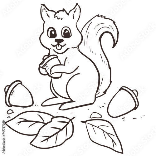 Fototapeta Naklejka Na Ścianę i Meble -  Printable Squirrel Coloring