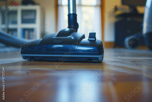 vacuum cleaner working in the house bokeh style background