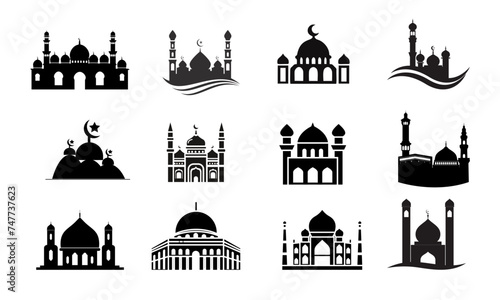 Islamic mosque icon, Religion, Islamic, Mosque, Prayer, Muslim mosque, islam icons set button, vector, sign, symbol, logo, illustration, editable stroke, flat design style isolated on white