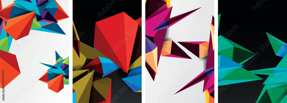 Triangle abstract concepts poster set with geometric minimal designs Triangle abstract concepts poster set with geometric minimal designs