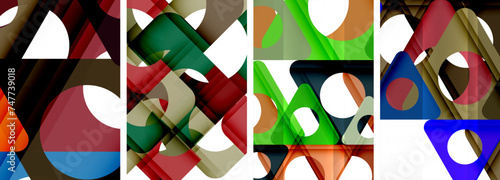 Abstract background set featuring captivating triangles. Harmonious blend of geometry and style, these designs bring modern flair