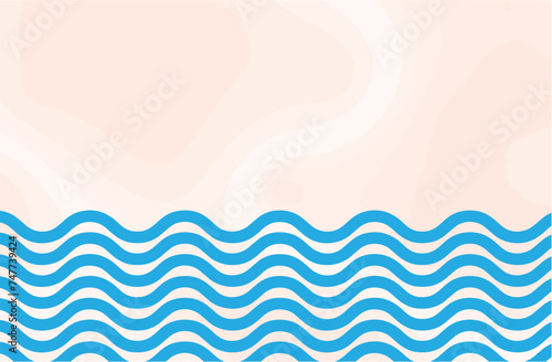 Aesthetic Ocean wave landscape background. Creative minimalist modern line art print. Abstract contemporary aesthetic backgrounds landscapes. Copy space, blank to add text. Editable vector, eps 10.
