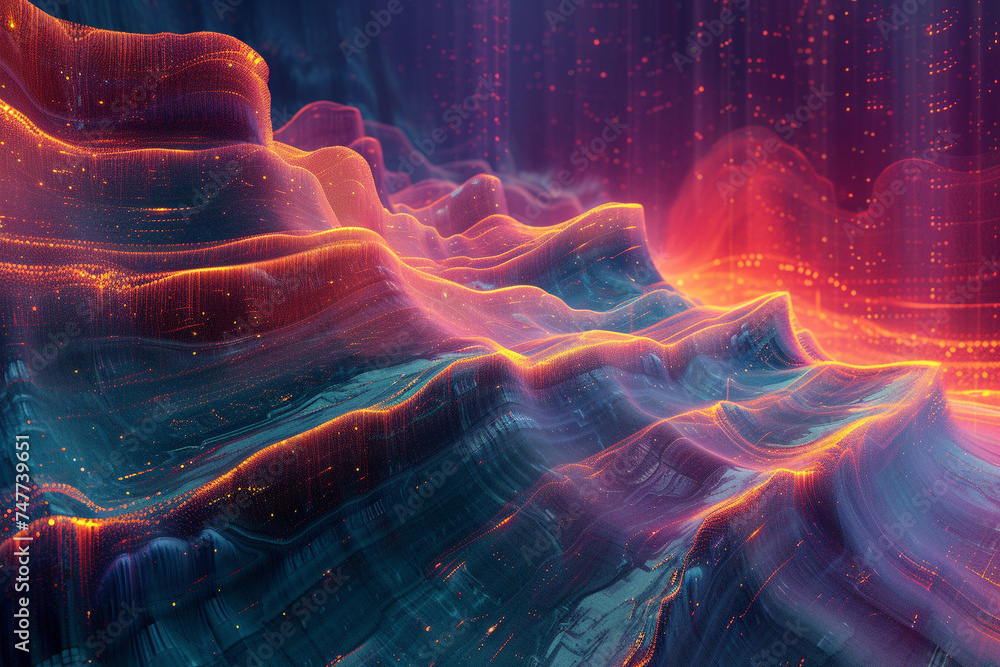 Fototapeta premium A machine interpreting vast digital data landscapes a sight of future analytics