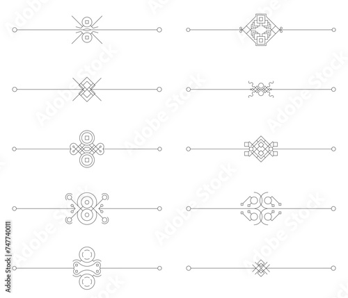 Divider decorative line art set vector 