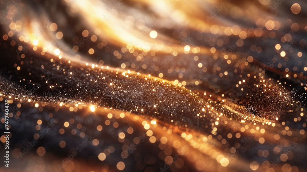 Abstract Golden Glitter Waves with Bokeh Lights Abstract Golden Glitter Waves with Bokeh Lights