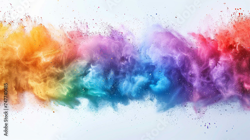 Colorful Powder Explosion in Gradient Rainbow Hues