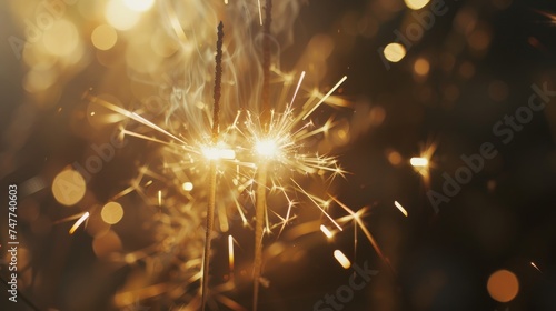 burning sparkler with bokeh background