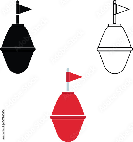 Port buoy icon. Red sea buoy with flag sign. Sea Buoy symbol. flat style.