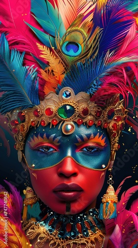 Brazilian Carnival, music festival, masquerade flyer template