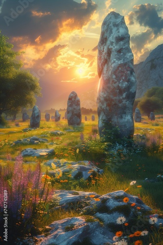 **Ancient Stone Circle in the Meadow Photo 4K