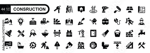 Construction, building, and home repair tools web icons. Vector illustration.