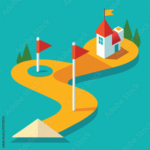 Forest Home Vector Illustration: Green Eco-friendly House in Nature - Real Estate Business Symbol Design