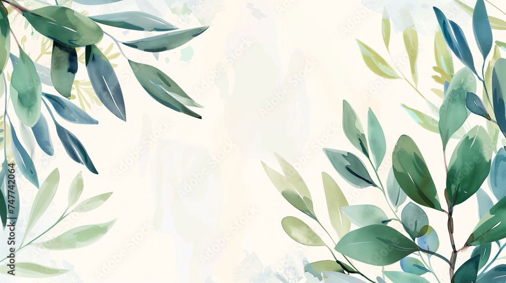 Elegant watercolor eucalyptus branches pattern on a light background, ideal for wedding invitations, greeting cards, and spring-themed designs