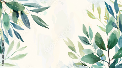 Elegant watercolor eucalyptus branches pattern on a light background  ideal for wedding invitations  greeting cards  and spring-themed designs