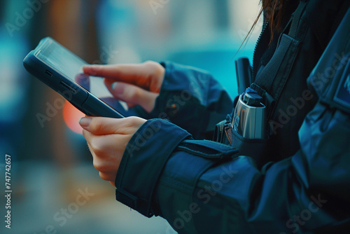 police use tablet bokeh style background