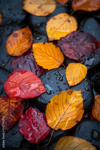   Autumn Leaves by the Stream Photo 4K