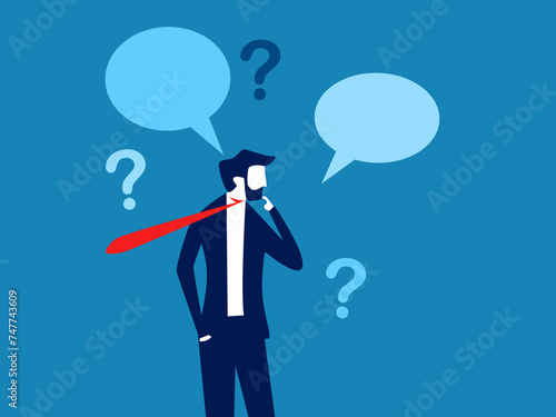 Businessman standing thinking decision with question symbol