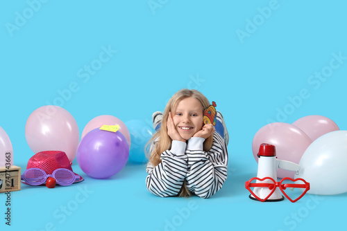 Happy young girl with fish ...