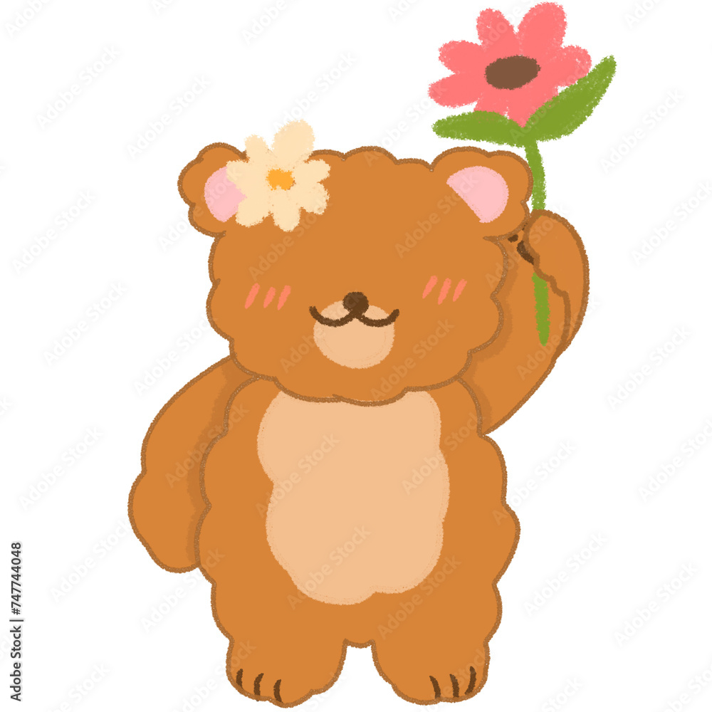Fototapeta premium bear with flower