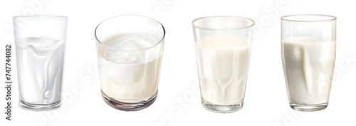 illustration milk isolated on a transparent PNG background, white background , Generative Ai