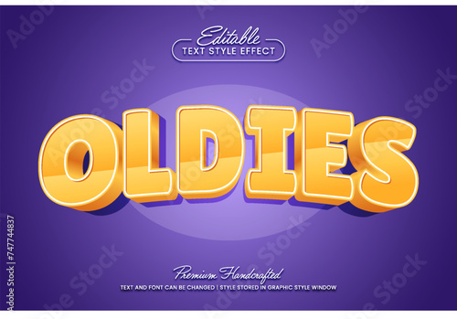 Oldies retro editable vector text effect graphic style template