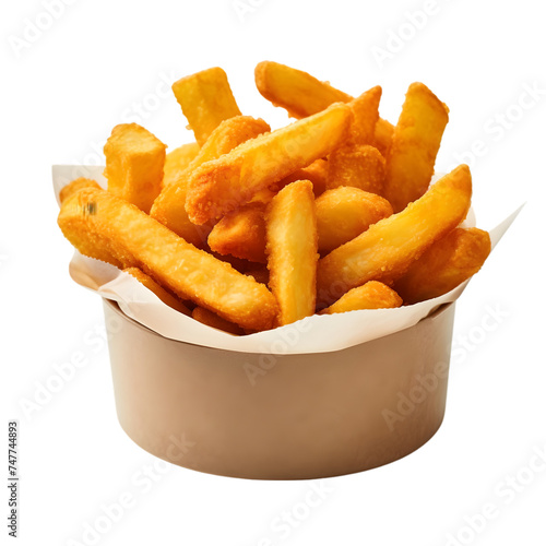 Bowl of deep fried chicken nuggets with ketchup isolated on transparent background png file