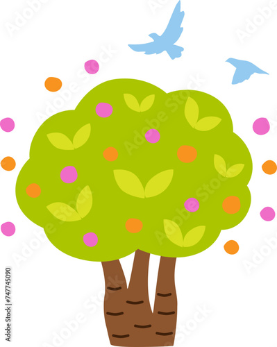 Trees full of bright spring flowers and new leaves,
화사한 봄꽃과 새잎이 가득핀 나무