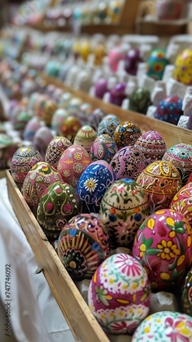 Traditional painted eggs at the Ciocanesti fair, for the orthodox Easter photo