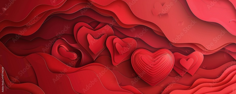 Valentines day greeting background in papercut realistic style Valentines day greeting background in papercut realistic style