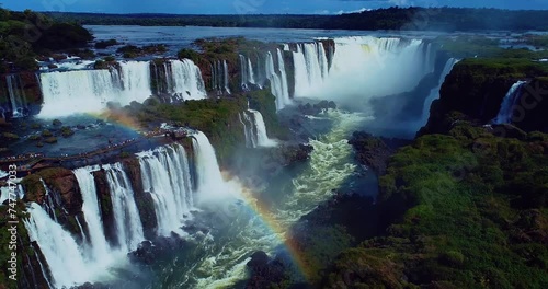 Iguazu Falls In Parana Brazil. Waterfalls Water. Flowing Cascade. Parana Brazil. Scenic Nature. Iguazu Falls In Parana Brazil.
 photo