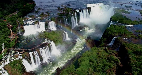 Iguazu Falls In Misiones Argentina. Waterfall Water. Flowing Cascade. Misiones Argentina. Amazing Landscape. Iguazu Falls In Misiones Argentina.
