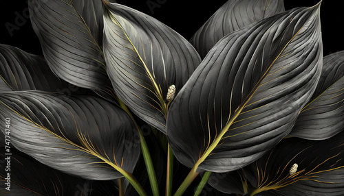 dark black Peace Lily background