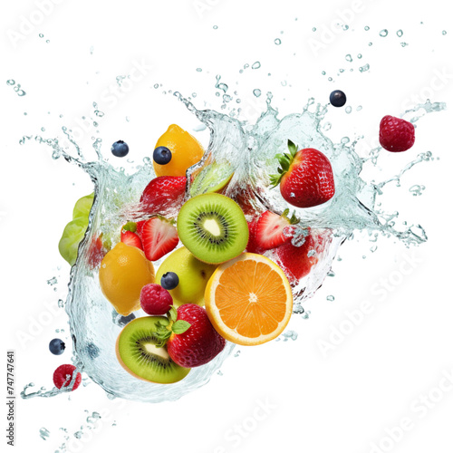 Splash effect of fresh fruits, ai generated 