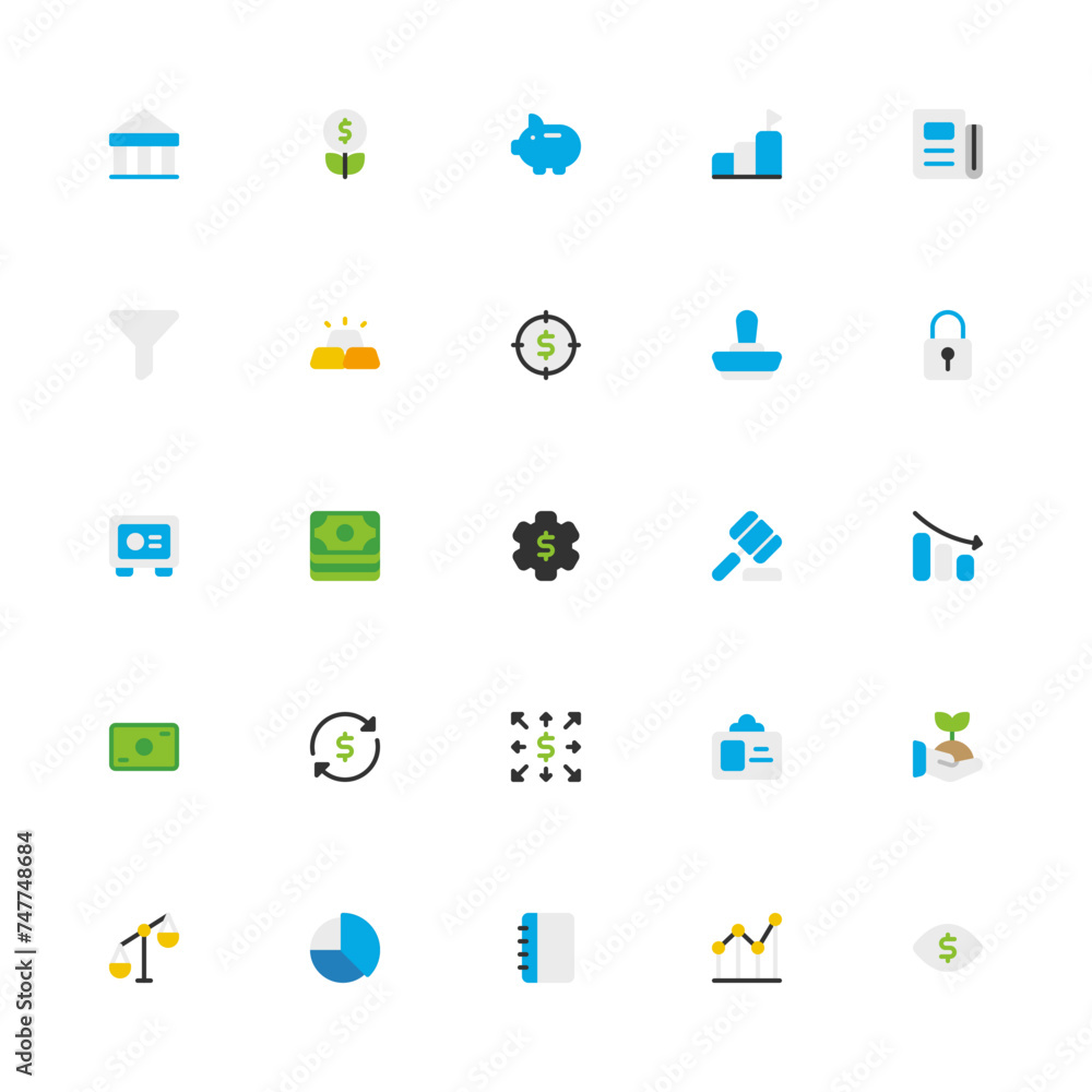 Business Finance Flat 2d Icon. Editable stroke. Pixel Perfect at 32x32