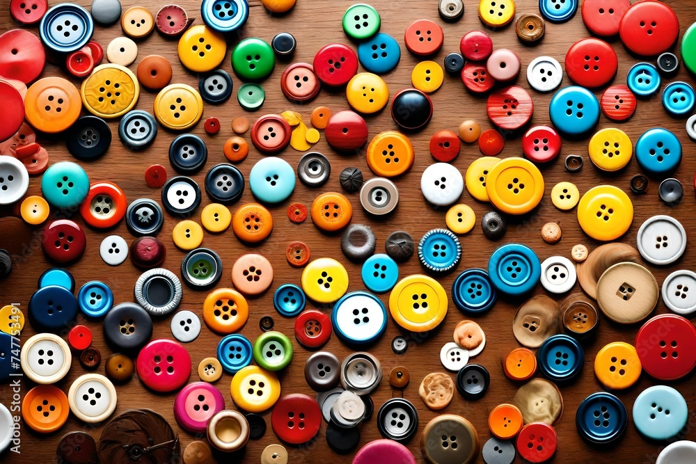 Copyspace image with multicolored sewing buttons Copyspace image with multicolored sewing buttons