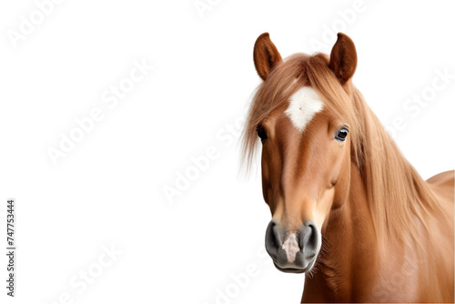 Portrait of a white horse on transparent background