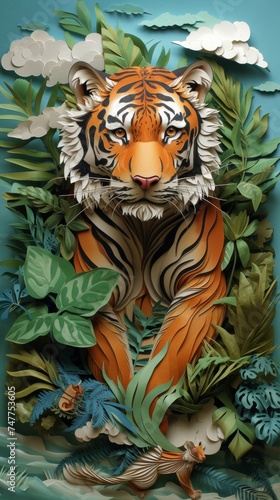 Paper sculpture tiger © Tomasz