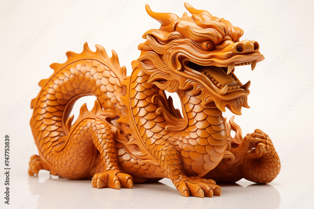 Fototapeta premium Dragon statue isolated on white background.