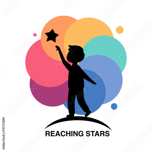 Reaching Stars Logo Design Template. Dream star logo. Emblem, Colorful, Creative Symbol, Icon.