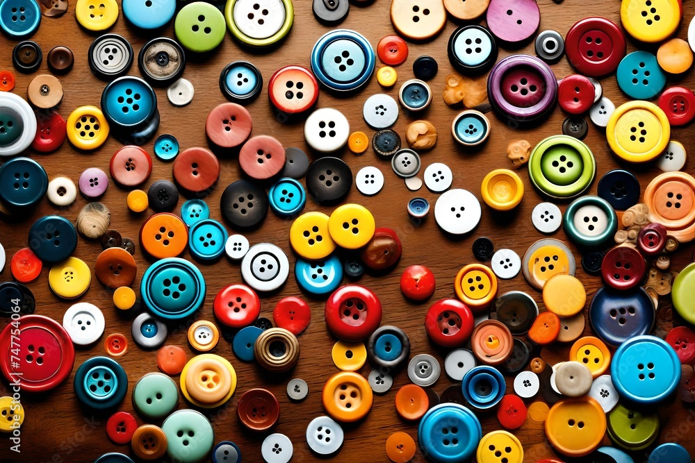 Copyspace image with multicolored sewing buttons Copyspace image with multicolored sewing buttons