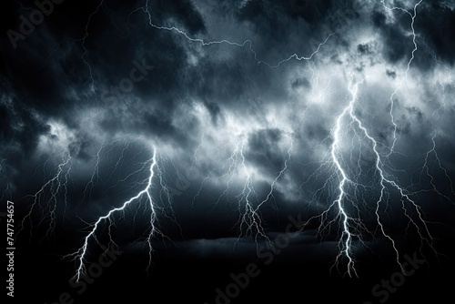 Lighting Effect Thunderstorm On White Background photo