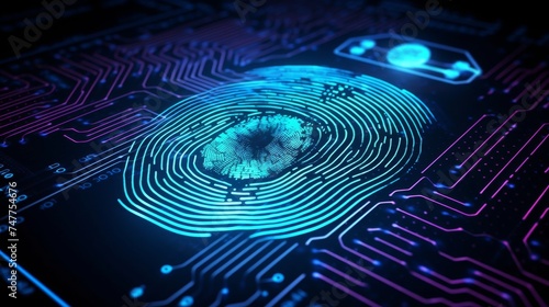 Wallpaper Mural Technology background, biometric authentication, fingerprint scanning Generative AI Torontodigital.ca