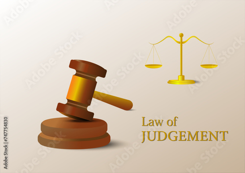 Wooden judge gavel, hammer of judge, vector illustration, flat design.