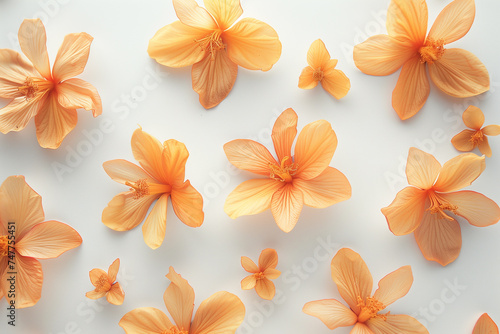 an orange pattern of flowers laid out