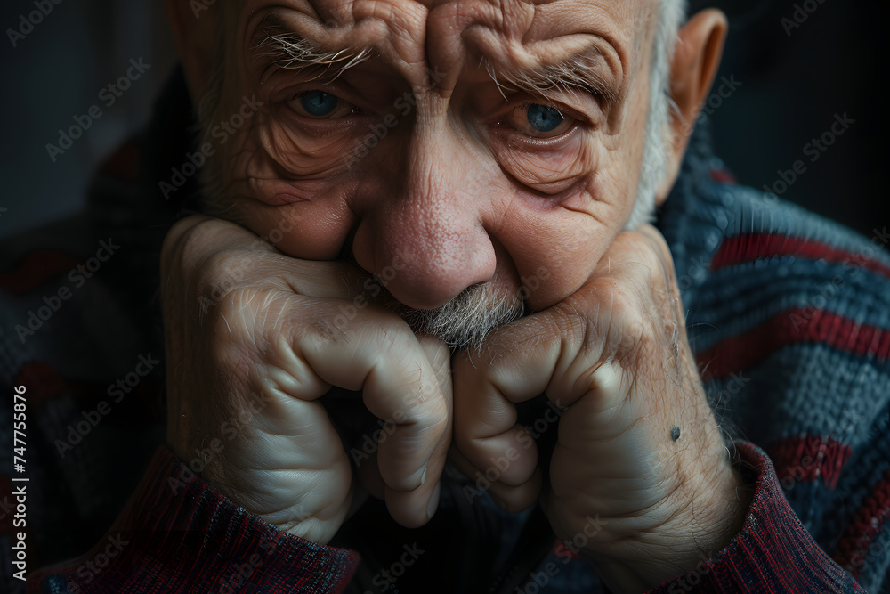 老人男性の困った顔、絶望の感情 Stock Photo | Adobe Stock