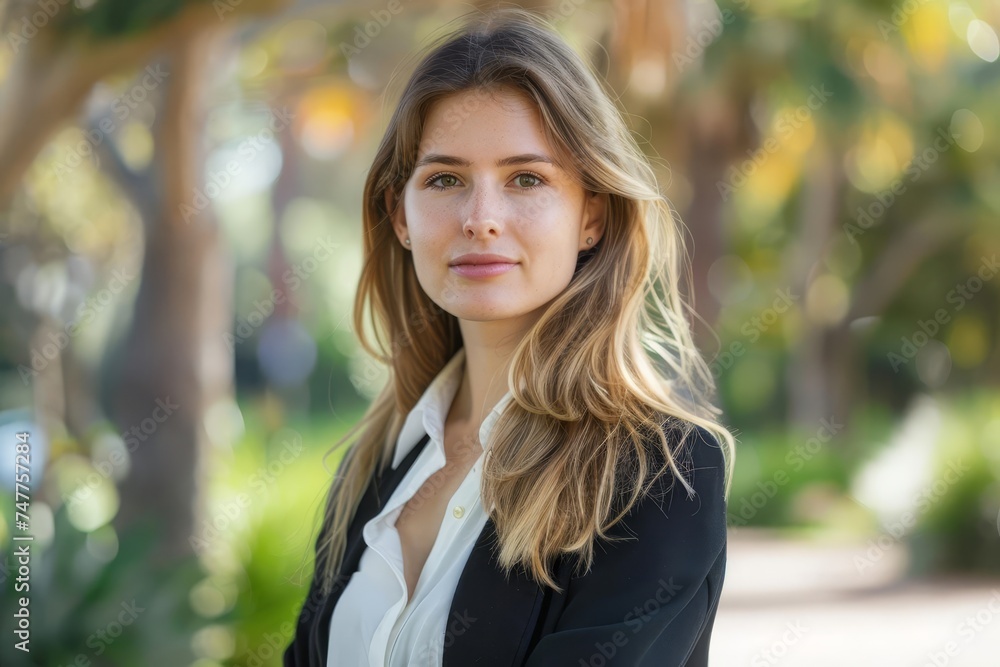 Confident young businesswoman standing outdoors Looking at the camera with a positive and professional demeanor. empowerment and success Confident young businesswoman standing outdoors Looking at the camera with a positive and professional demeanor. empowerment and success