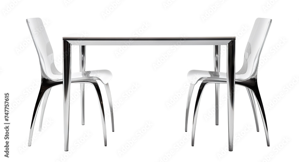 Modern dining table set with transparent chairs, cut out Modern dining table set with transparent chairs, cut out