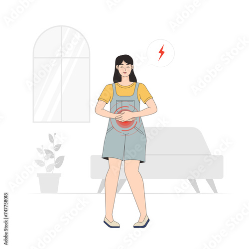 Abdominal Pain Korean Style Illustration