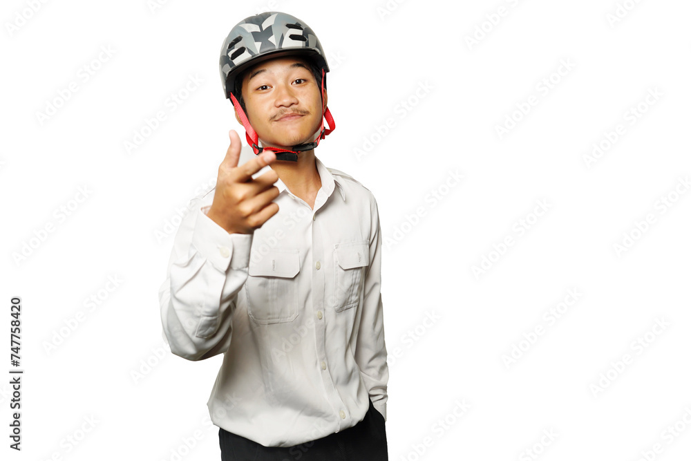 Portrait of a boy wearing white shirt for bike to work